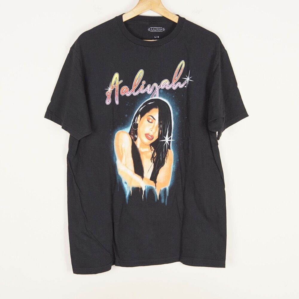 Aaliyah Black Print Short Sleeve Cotton Shirt Sz L